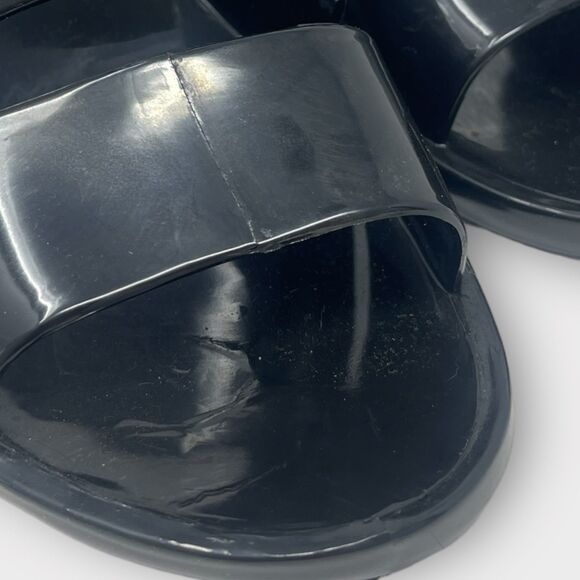 Black Jelly Strap Sandals Sz 10 Chic Goth Summer Platform Sandals - Picture 8 of 9